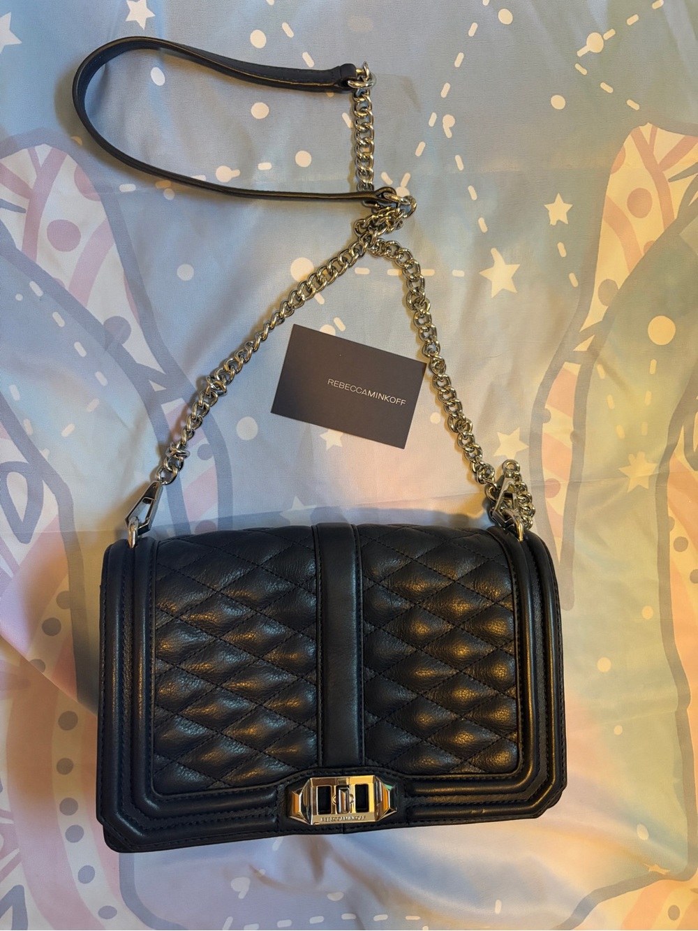 Rebecca Minkoff Navy Quilted Leather Chain Shoulder Bag